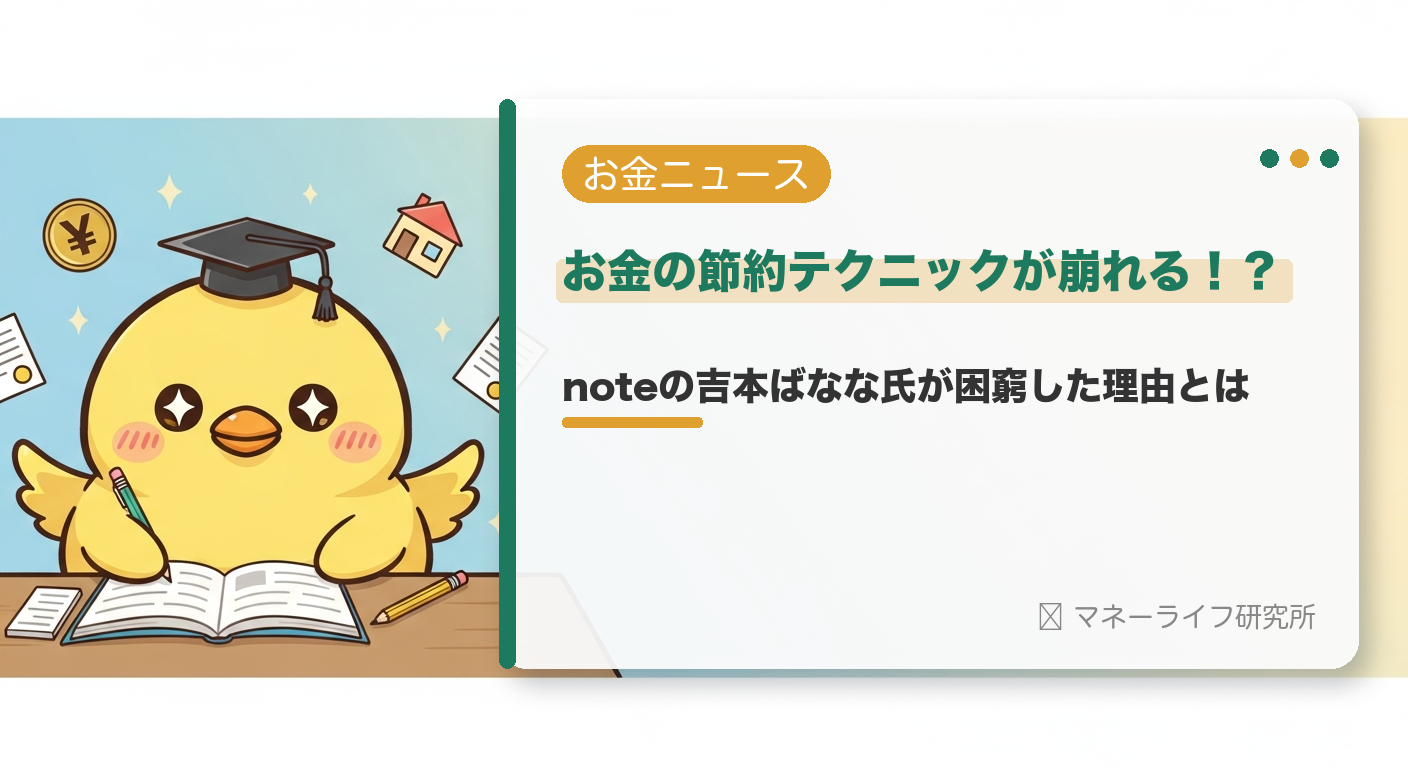 お金の節約テクニックが崩れる！？noteの吉本ばなな氏が困窮した理由とは